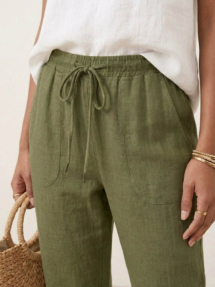 Relaxed Chic Elastic Ankles Pants army green image 4 