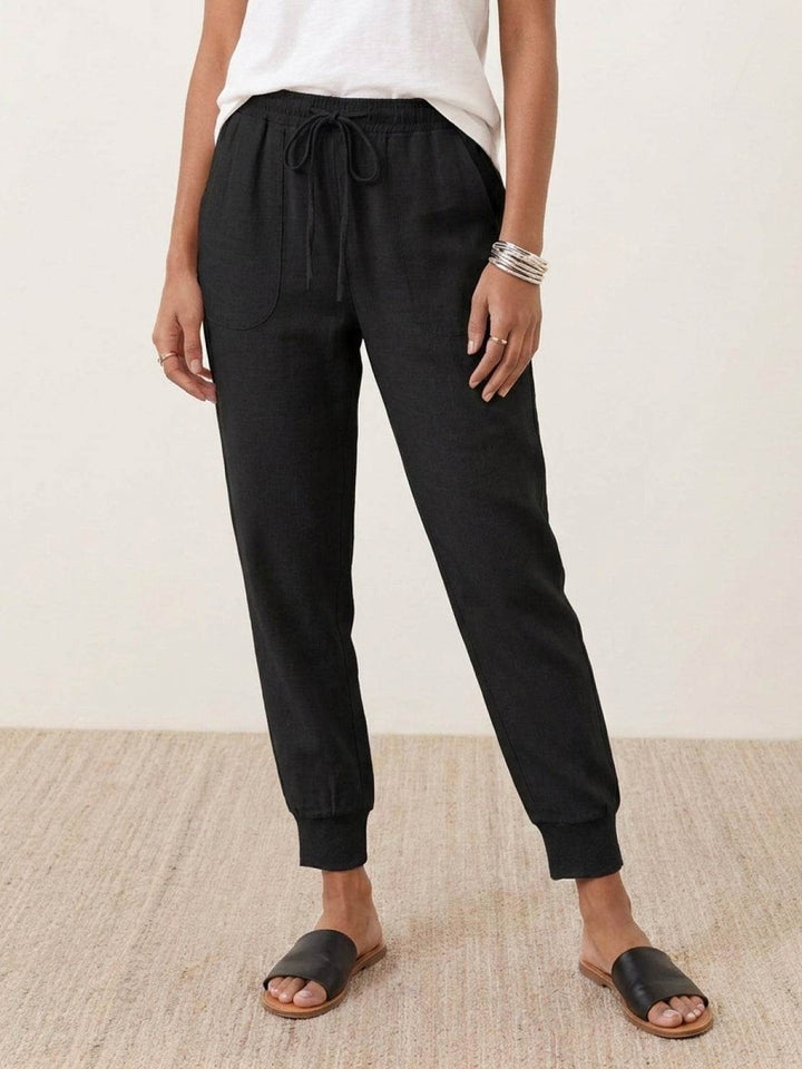 Relaxed Chic Elastic Ankles Pants black image 1 
