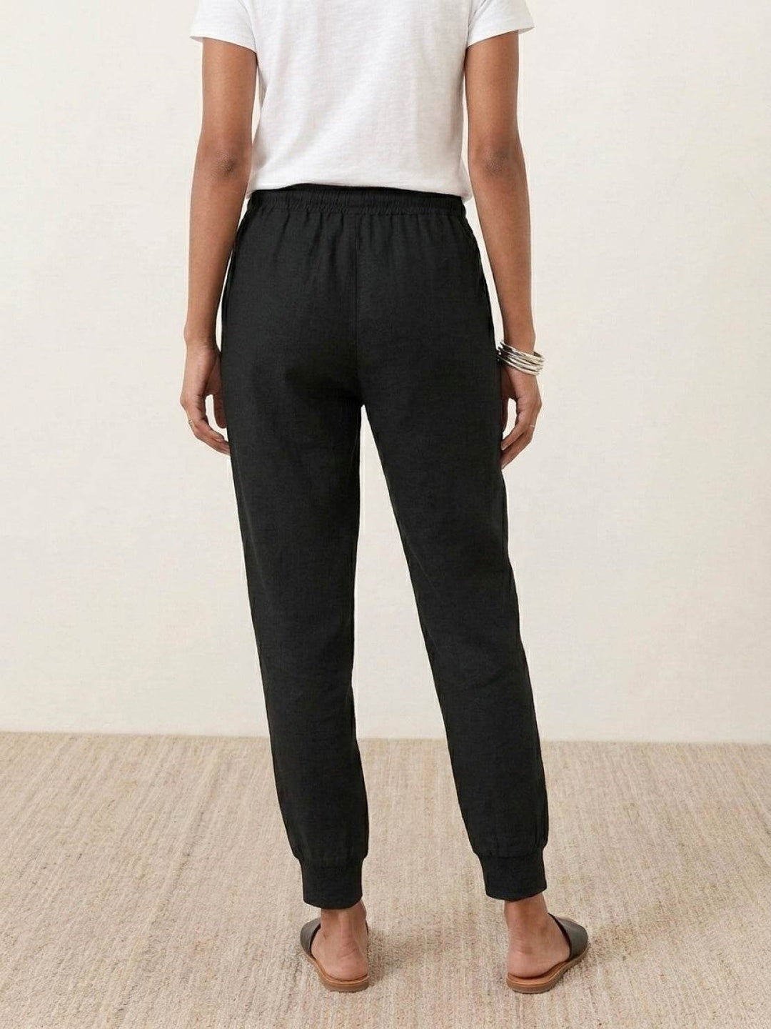 Relaxed Chic Elastic Ankles Pants black image 3 