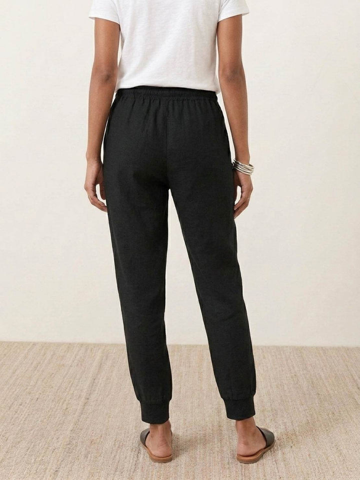 Relaxed Chic Elastic Ankles Pants black image 3 