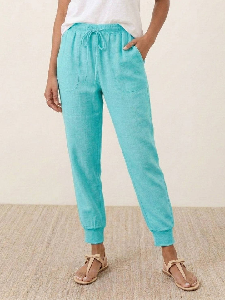 Relaxed Chic Elastic Ankles Pants turquoise image 1 