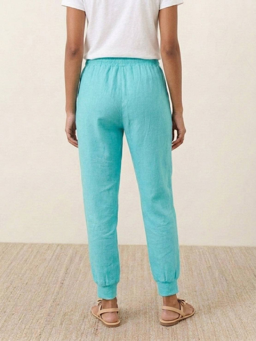 Relaxed Chic Elastic Ankles Pants turquoise image 3 