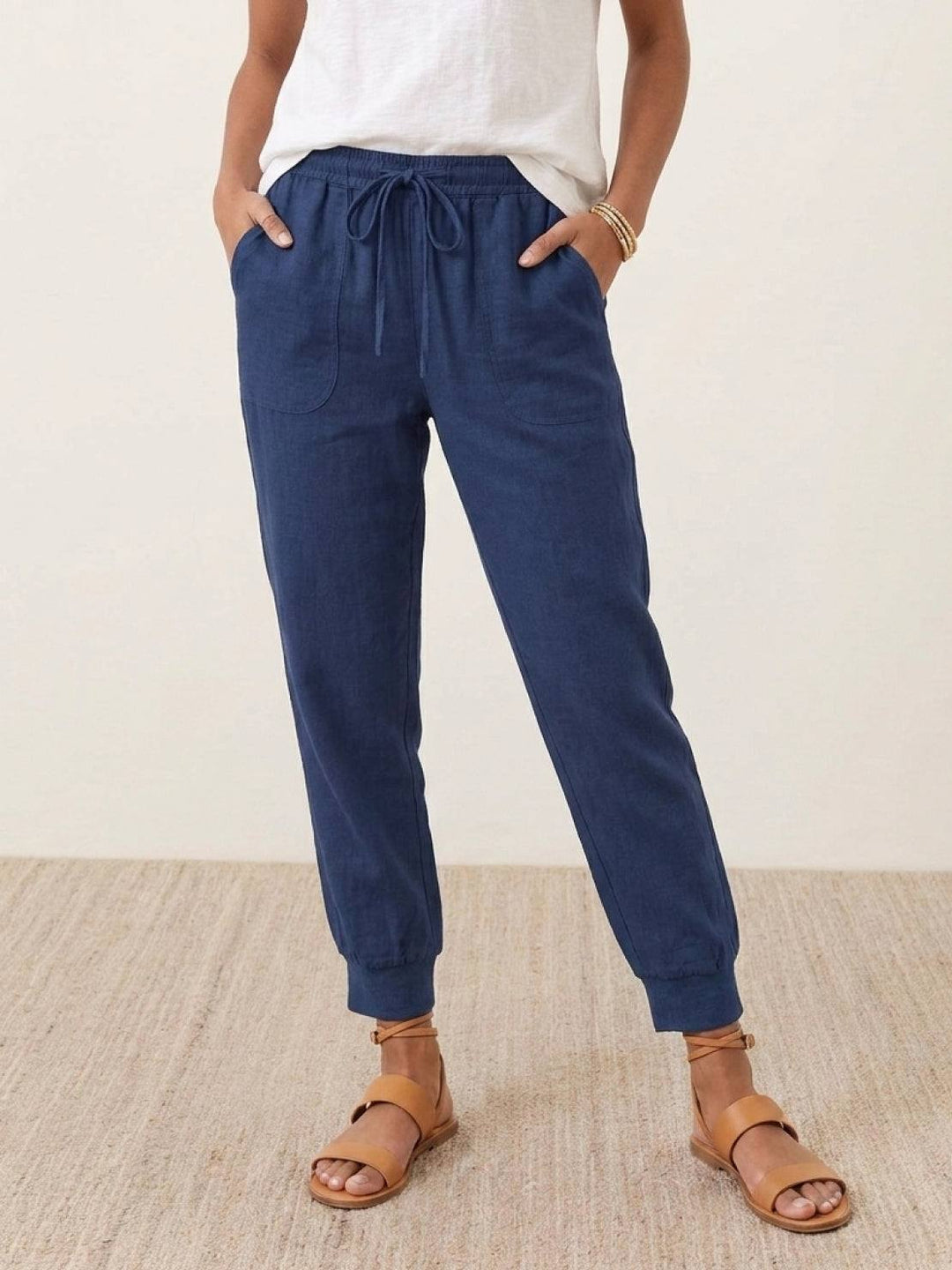 Relaxed Chic Elastic Ankles Pants navy blue image 1 