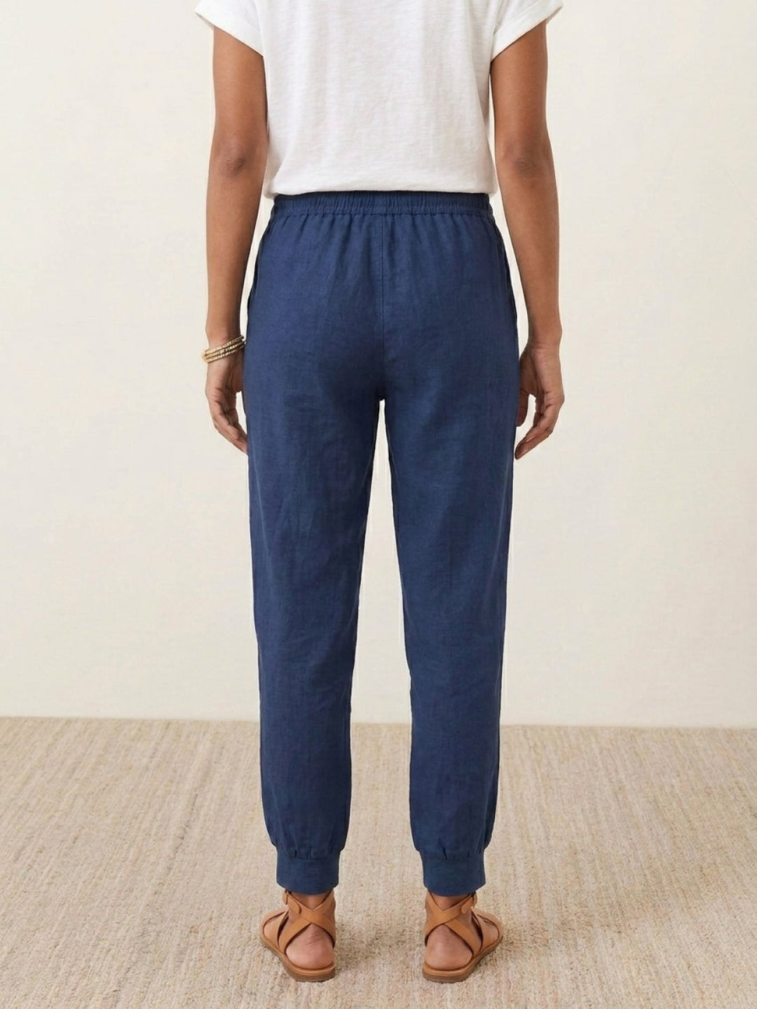 Relaxed Chic Elastic Ankles Pants navy blue image 3 
