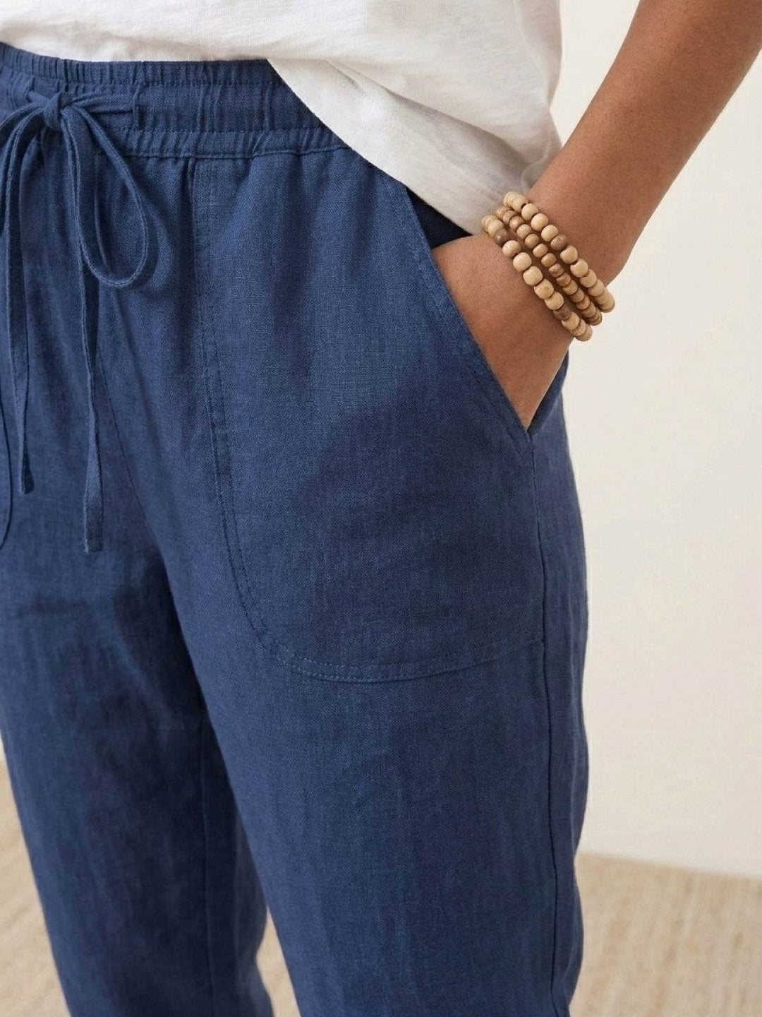 Relaxed Chic Elastic Ankles Pants navy blue image 5 