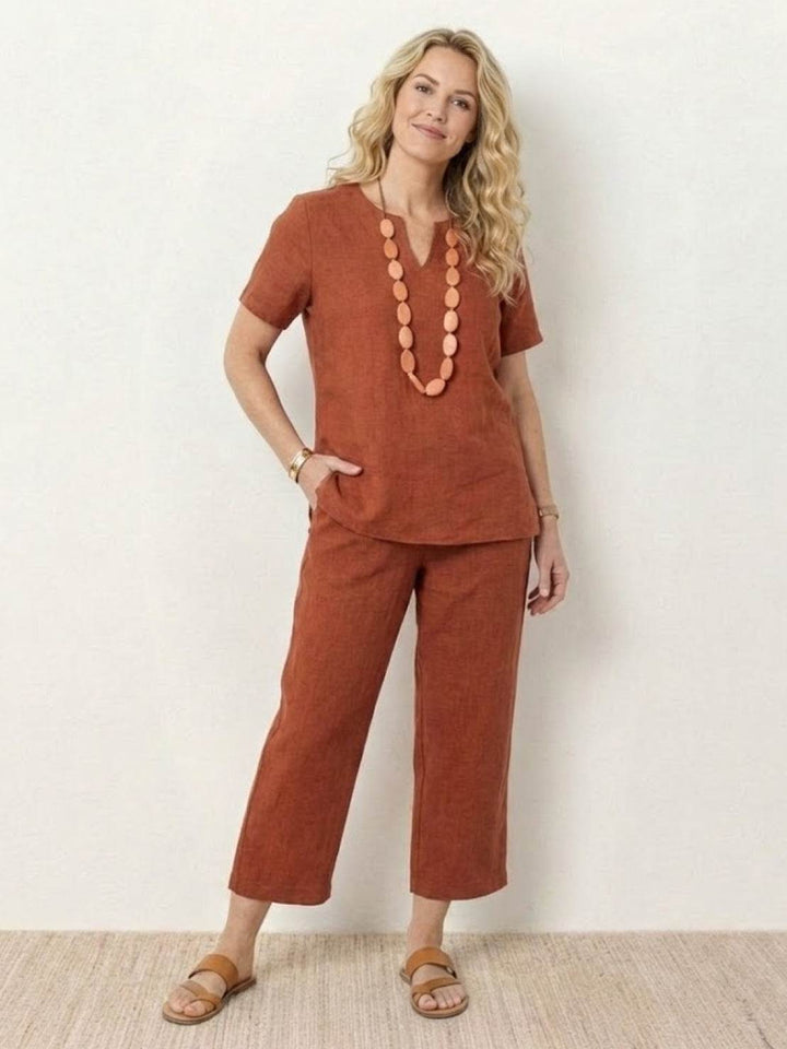 Breezy Cotton Blend Two-Piece Set rusty orange image 1 
