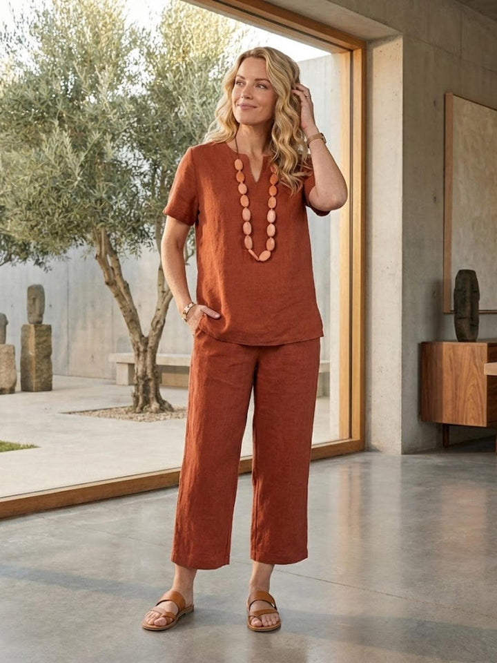 Breezy Cotton Blend Two-Piece Set rusty orange image 2 