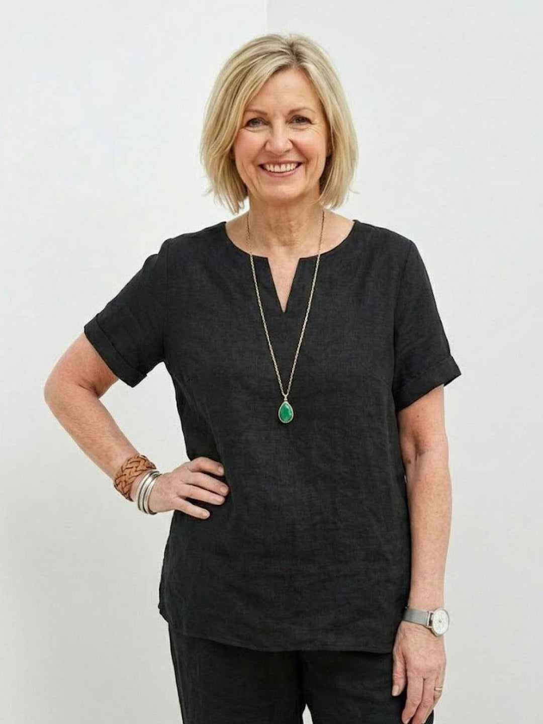Breezy Cotton Blend Two-Piece Set black image 4 