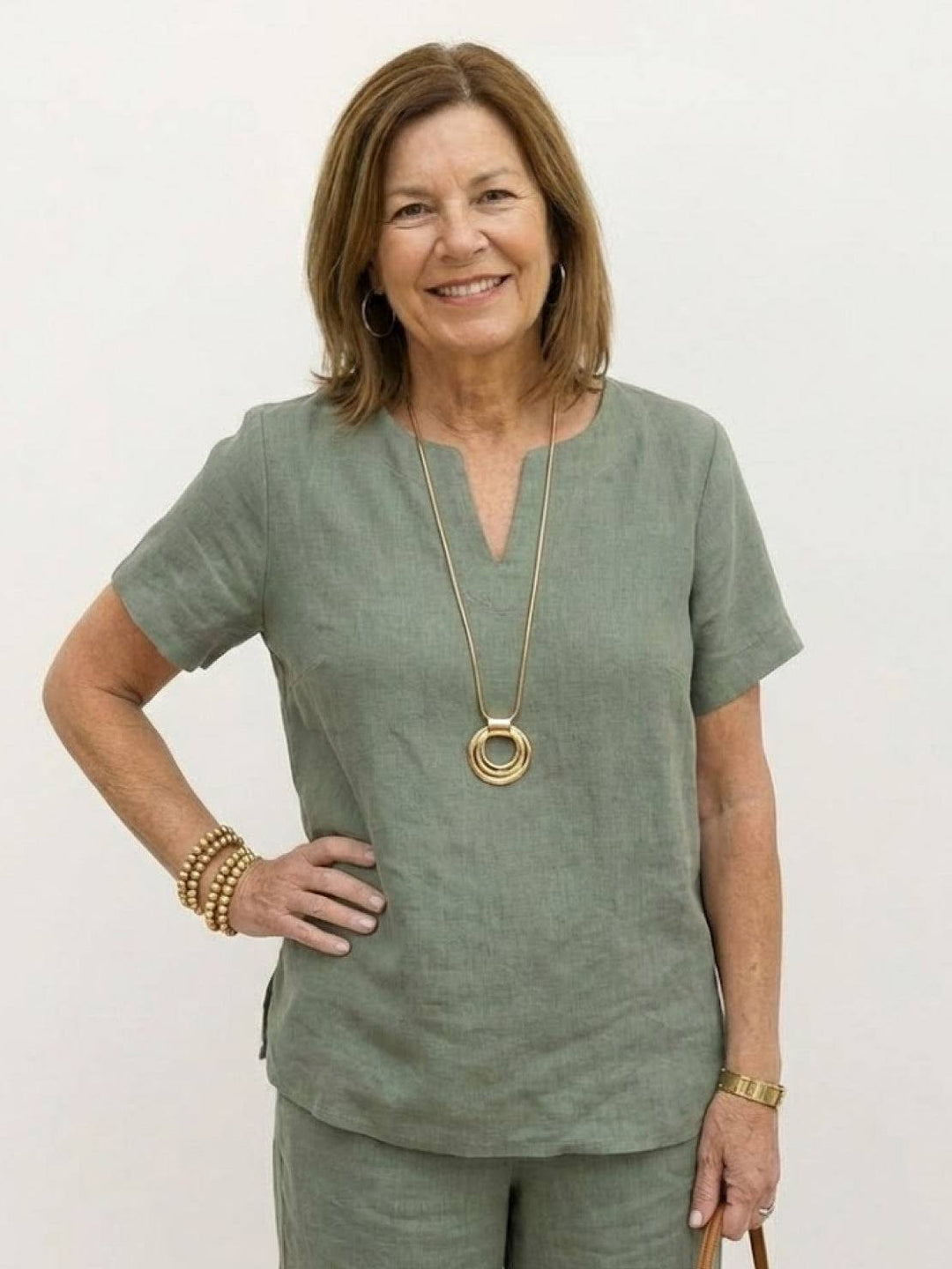 Breezy Cotton Blend Two-Piece Set sage green image 4 