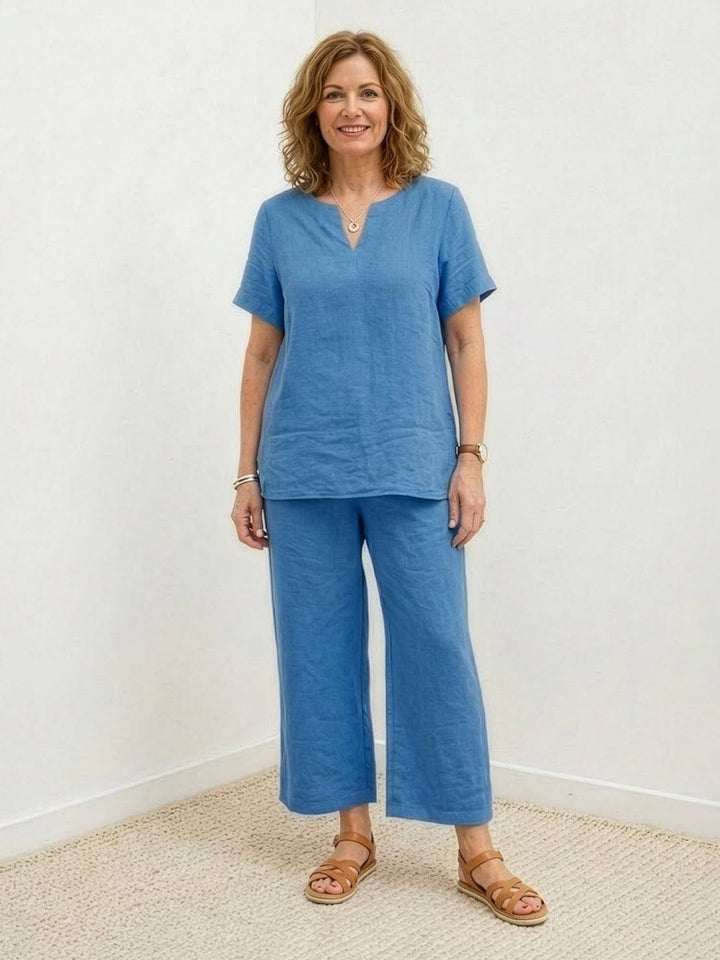 Breezy Cotton Blend Two-Piece Set royal blue image 1 