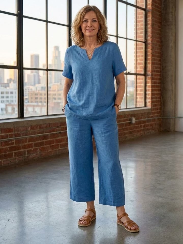 Breezy Cotton Blend Two-Piece Set royal blue image 2 