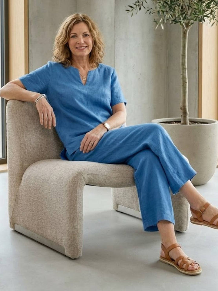 Breezy Cotton Blend Two-Piece Set royal blue image 3 