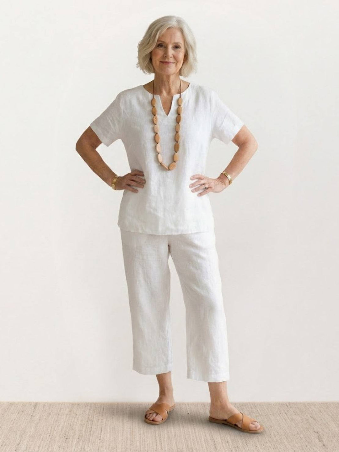 Breezy Cotton Blend Two-Piece Set white image 1 
