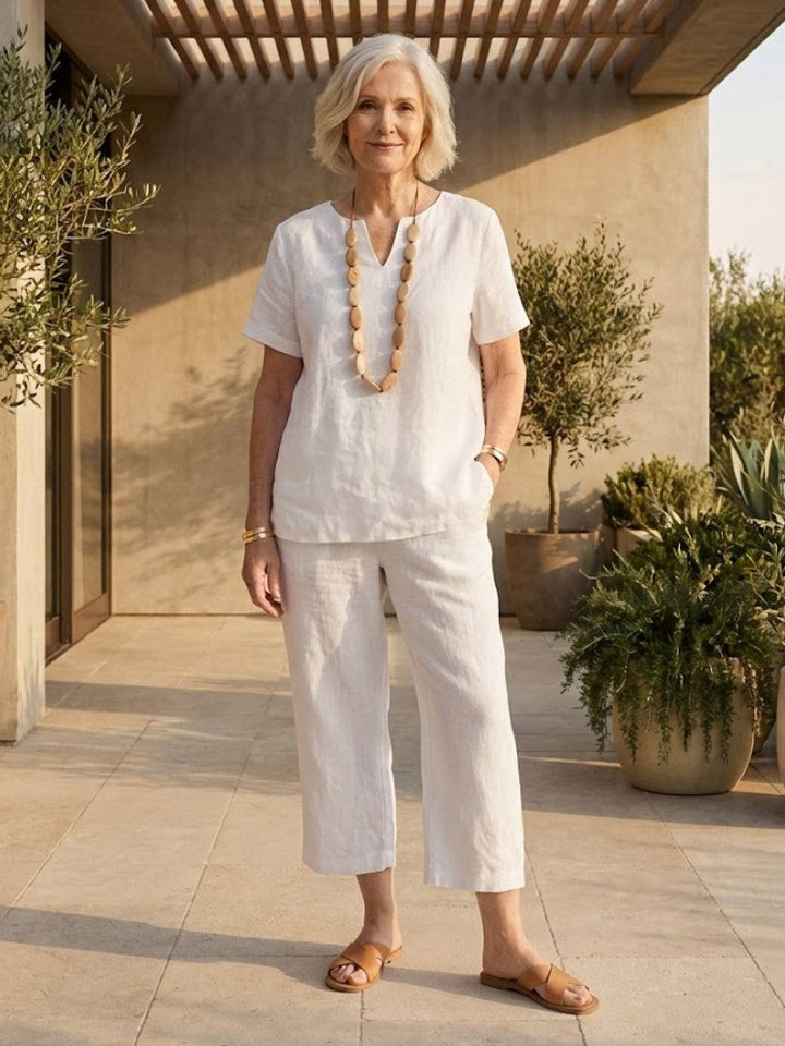 Breezy Cotton Blend Two-Piece Set white image 3 