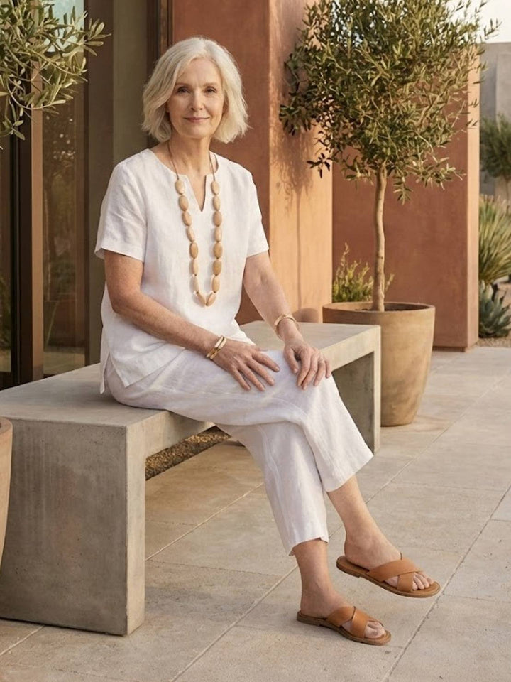 Breezy Cotton Blend Two-Piece Set white image 2 