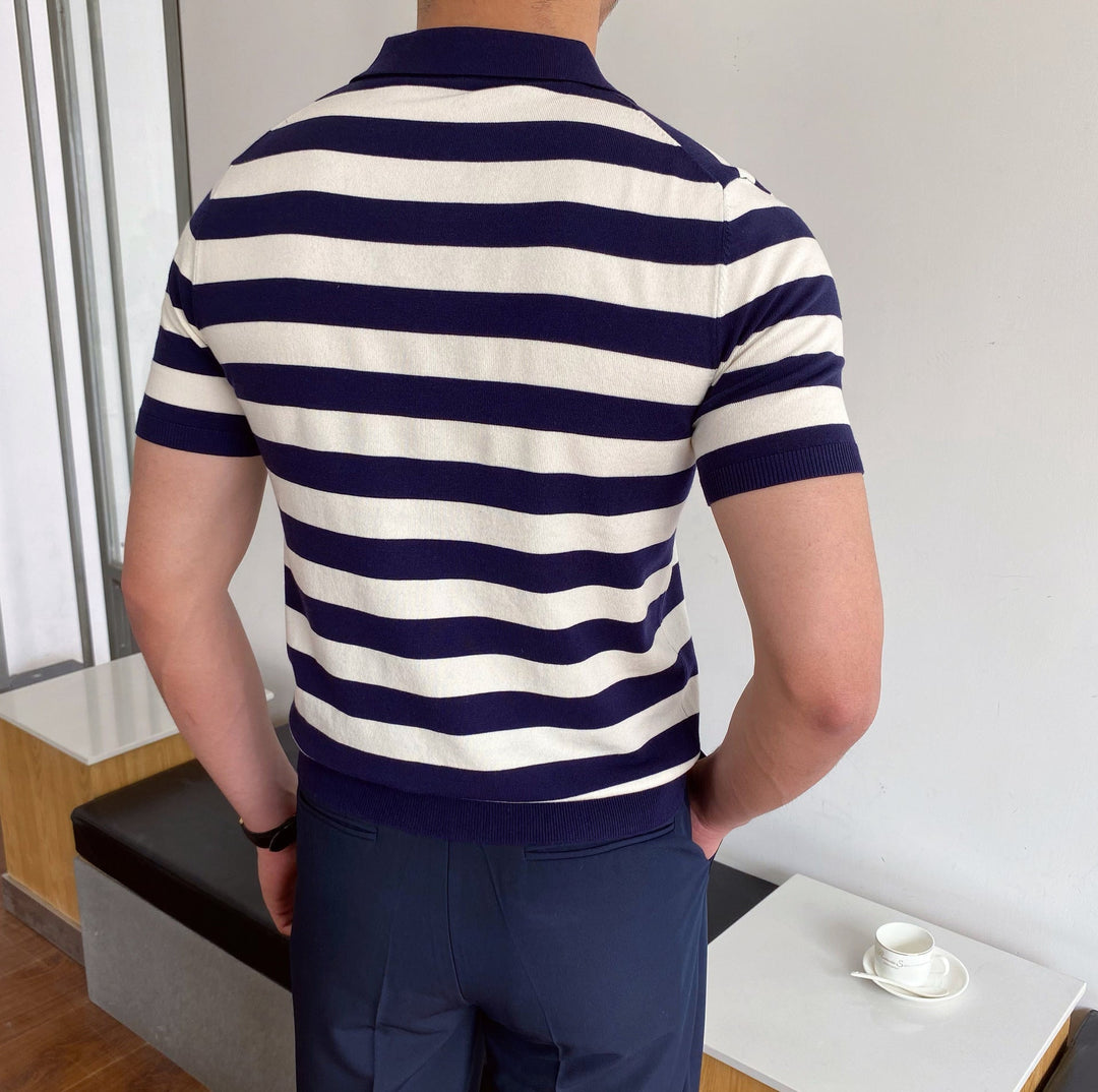 BRETON STRIPED OPEN-COLLAR POLO