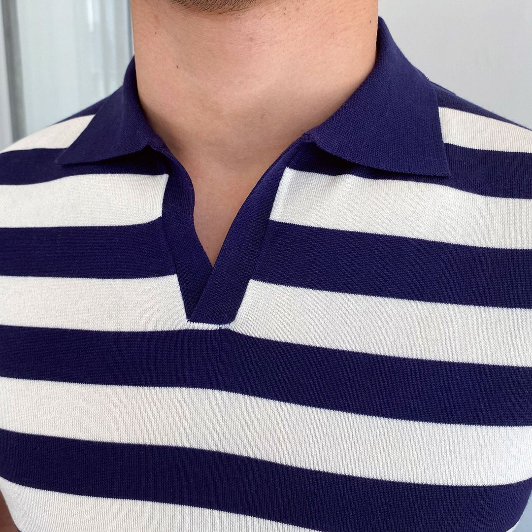 BRETON STRIPED OPEN-COLLAR POLO