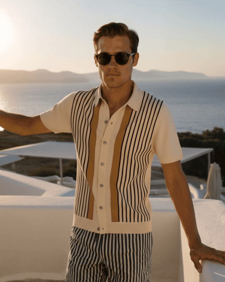 BUTTON-THROUGH KNIT POLO CARDIGAN