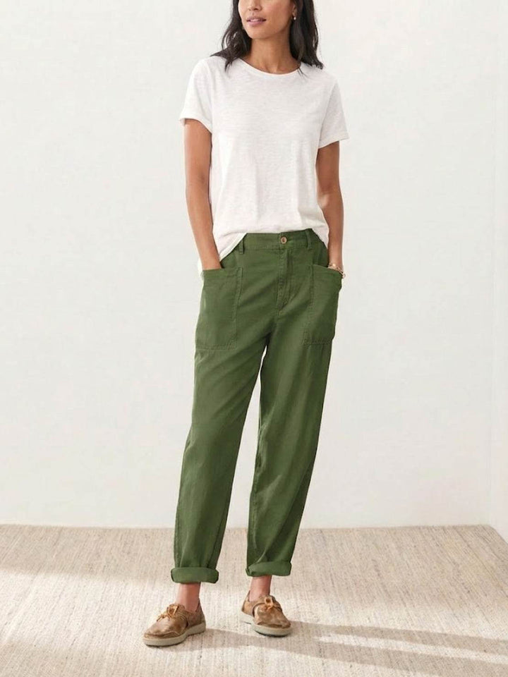 Casual Button-Down Utility-Chic Trousers with Pockets green image 4 