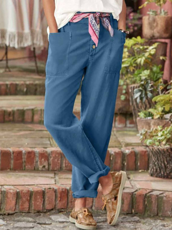 Casual Button-Down Utility-Chic Trousers with Pockets blue image 2 
