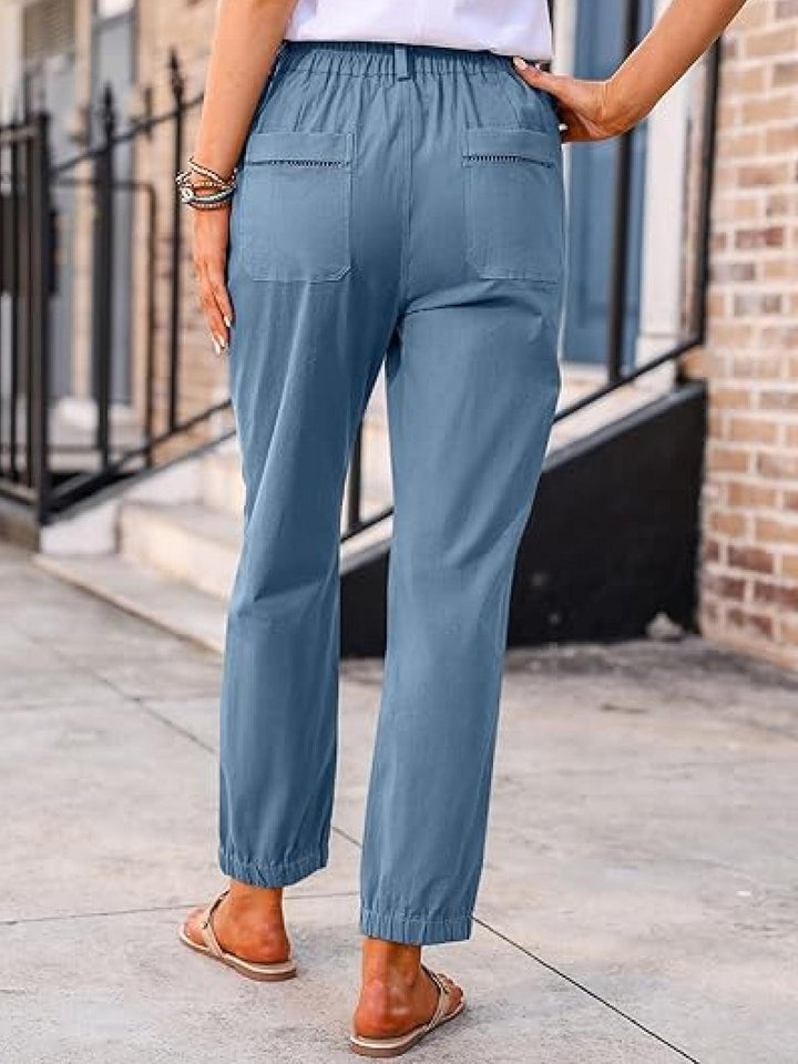 Casual Button-Down Utility-Chic Trousers with Pockets blue image 3 