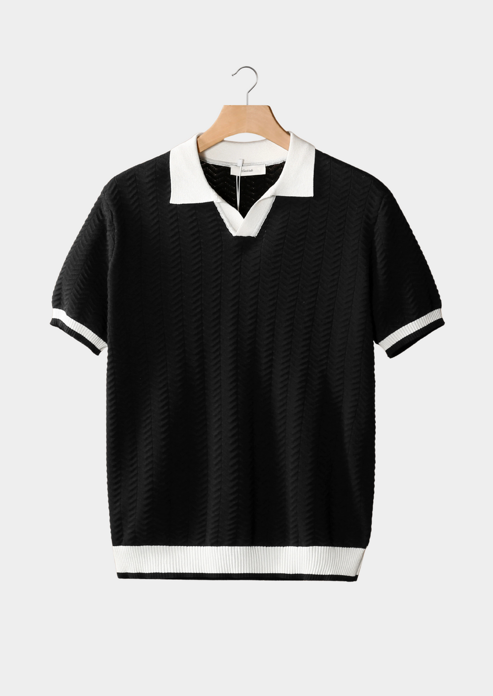 Contrast Textured Polo black image 1 #color_black