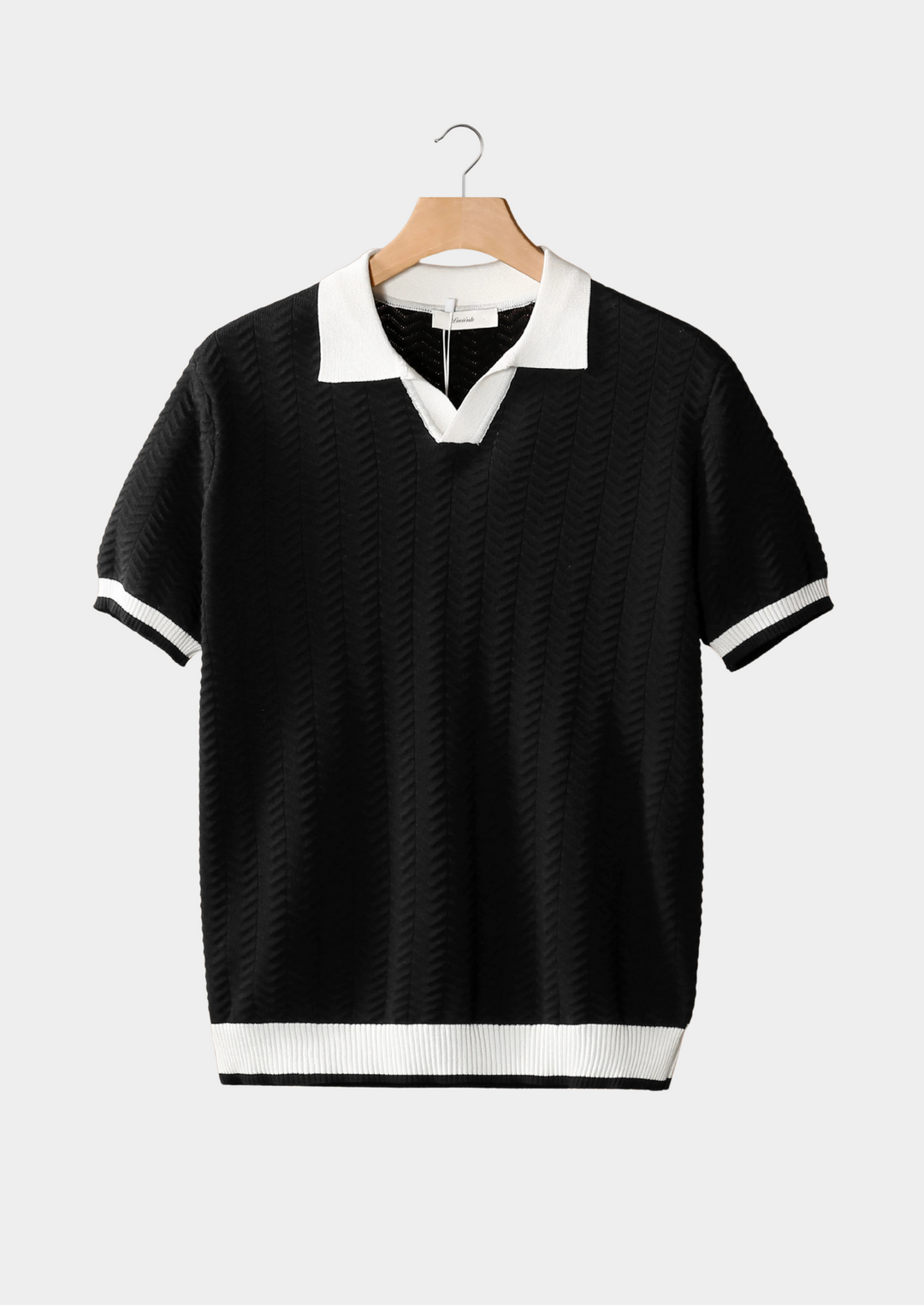 Contrast Textured Polo black image 1 #color_black