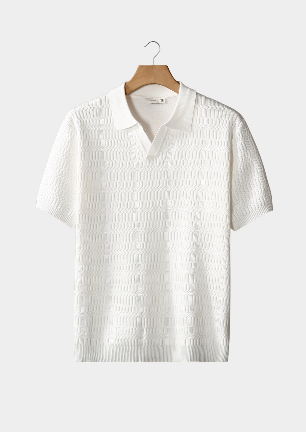 Patterned Knit Buttonless Polo white image 1 #color_white