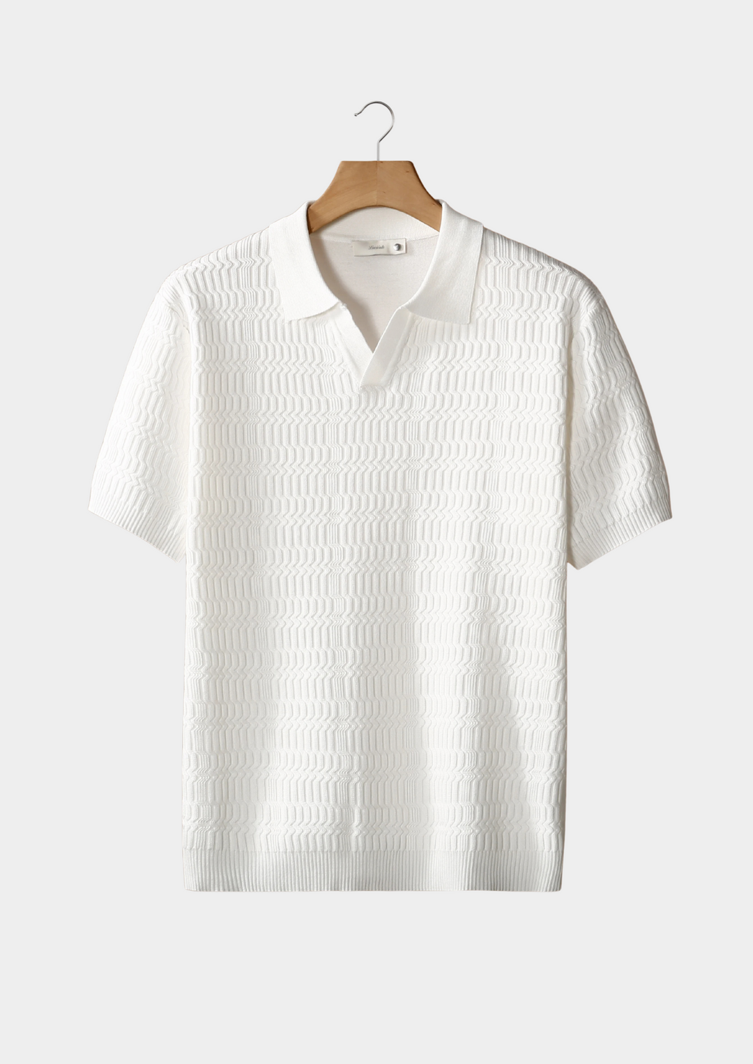 Patterned Knit Buttonless Polo white image 1 #color_white