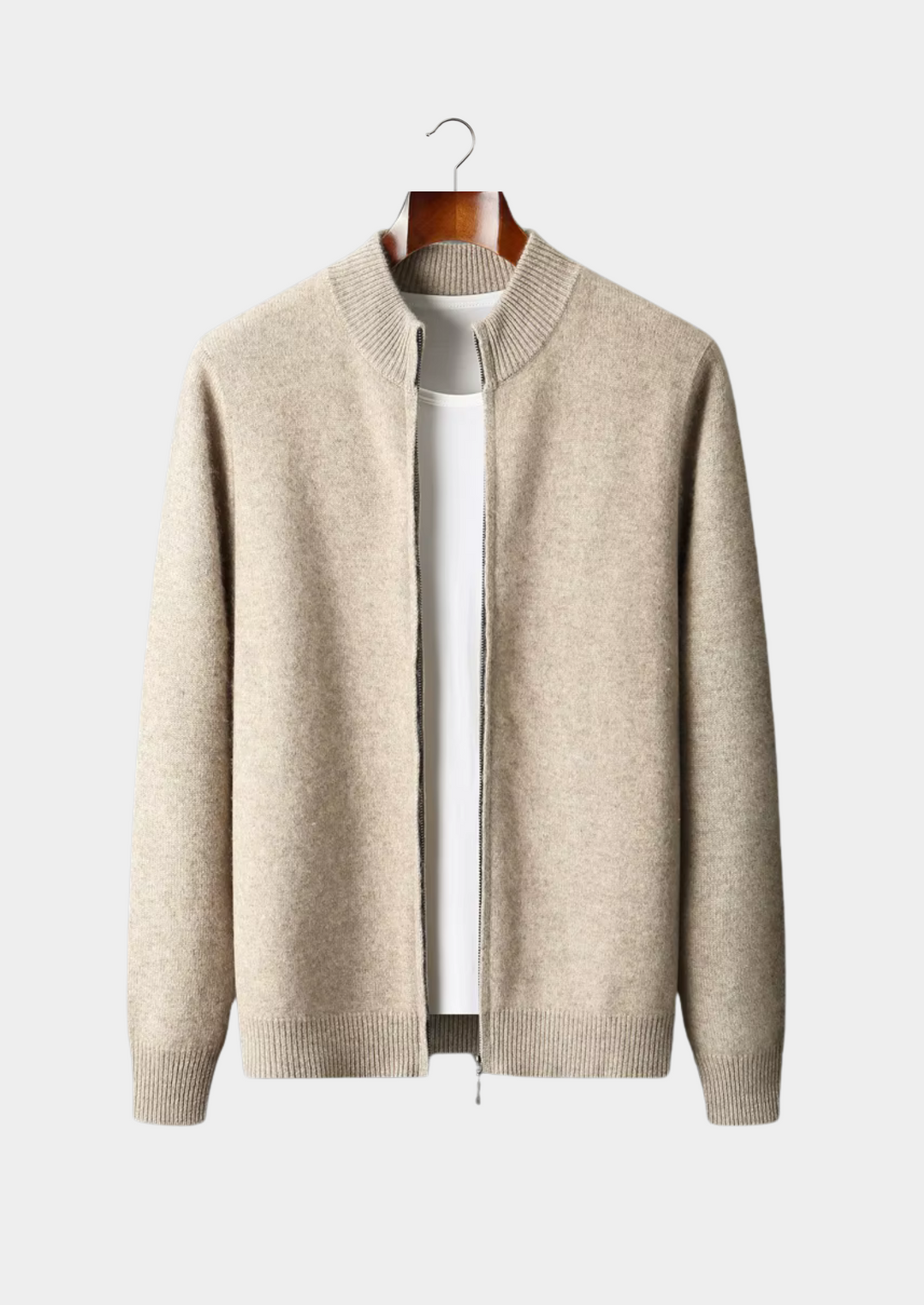 Pure Merino Zip Cardigan sand image 1 #color_sand