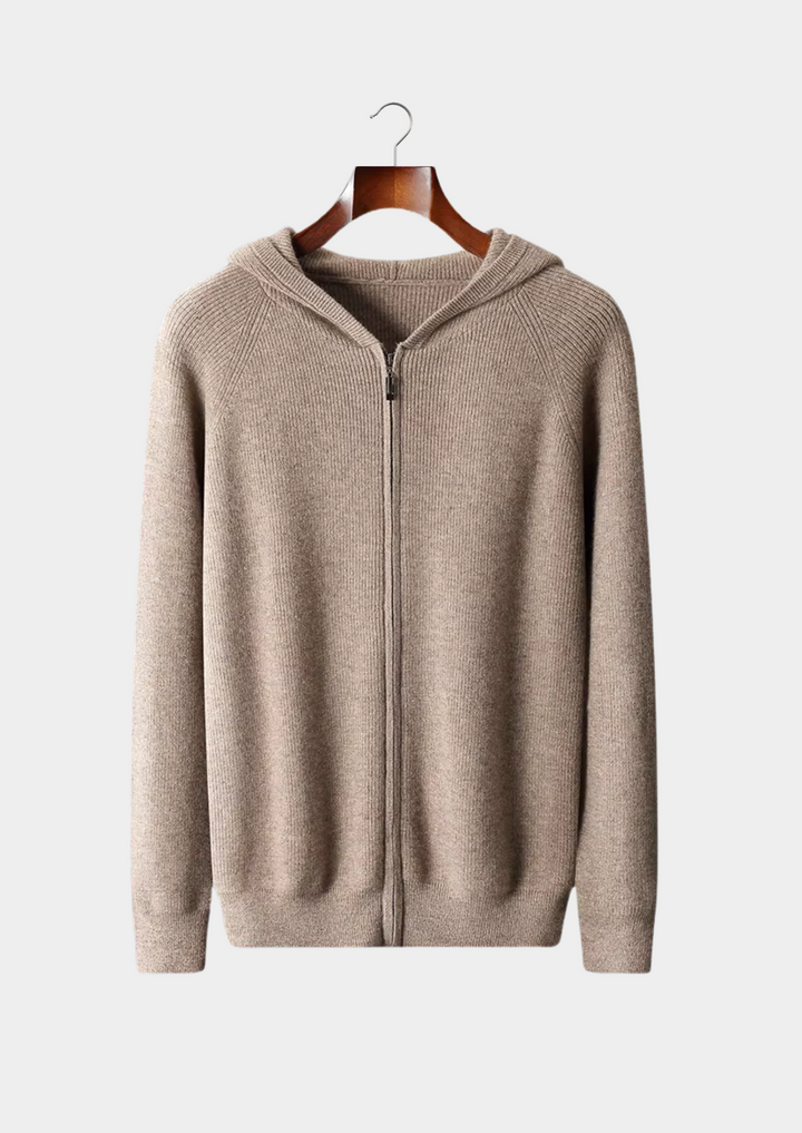 Pure Merino Light Gray Ribbed Zip Hoodie light gray image 8 #color_light-gray