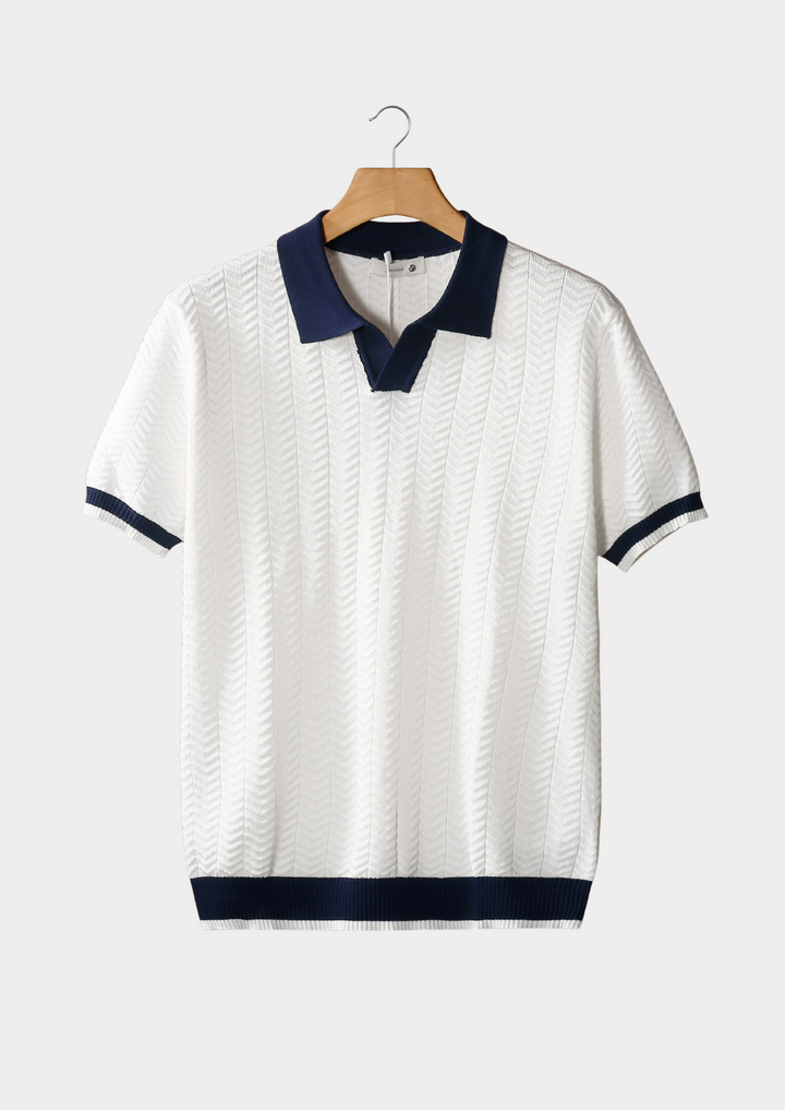 Contrast Textured Polo white image 1 #color_white