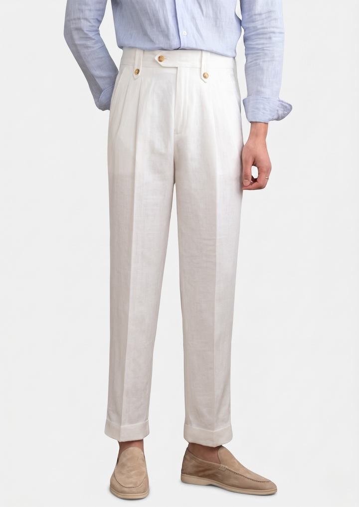 Cagliari Pleated Coastal Trousers white image 1 #color_white