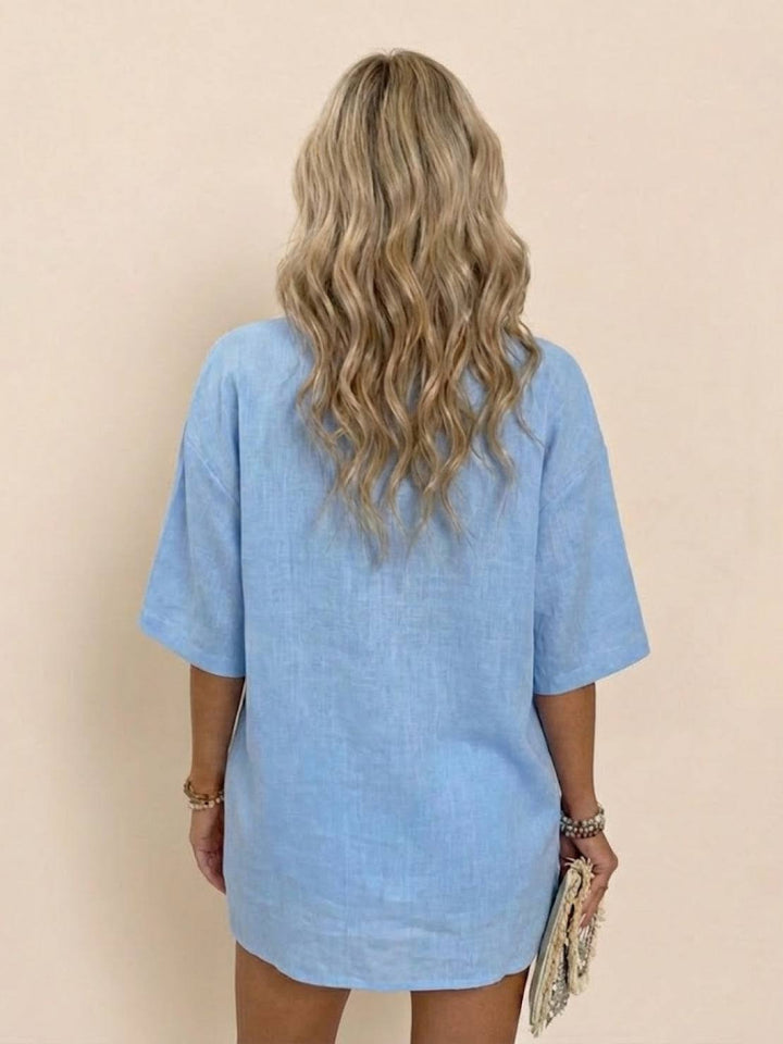 Coastal Linen Cotton Two Piece Set light blue image 4 
