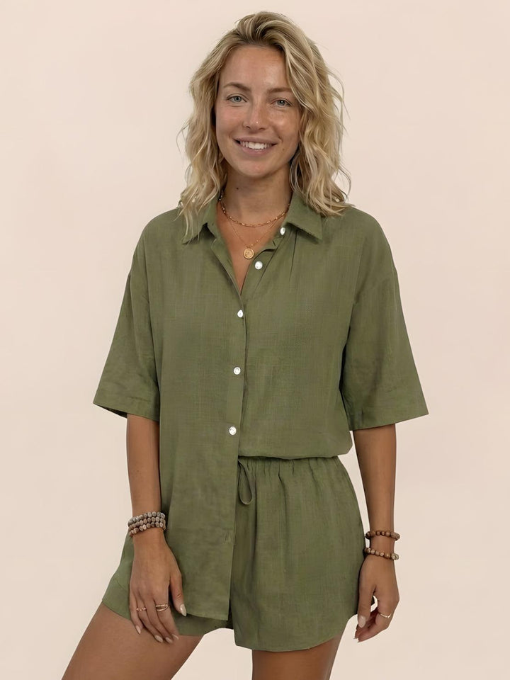 Coastal Linen Cotton Two Piece Set army green image 1 