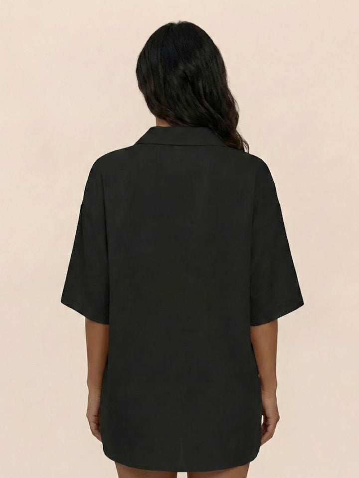 Coastal Linen Cotton Two Piece Set black image 4 