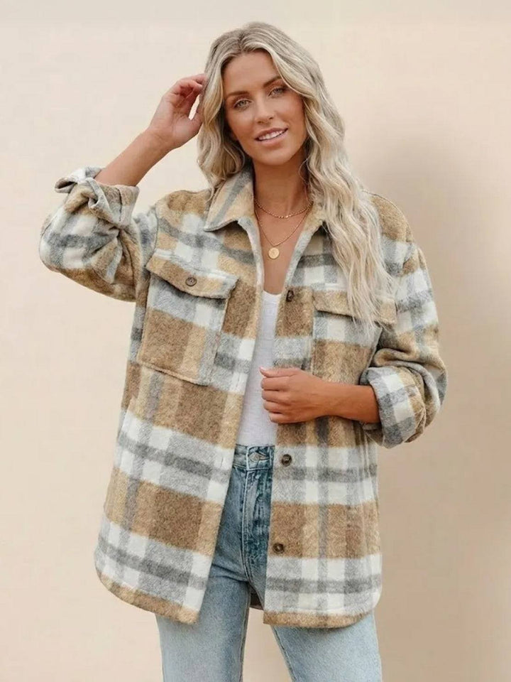Comfy Flannel Classic Button-Down Shirt khaki image 1 