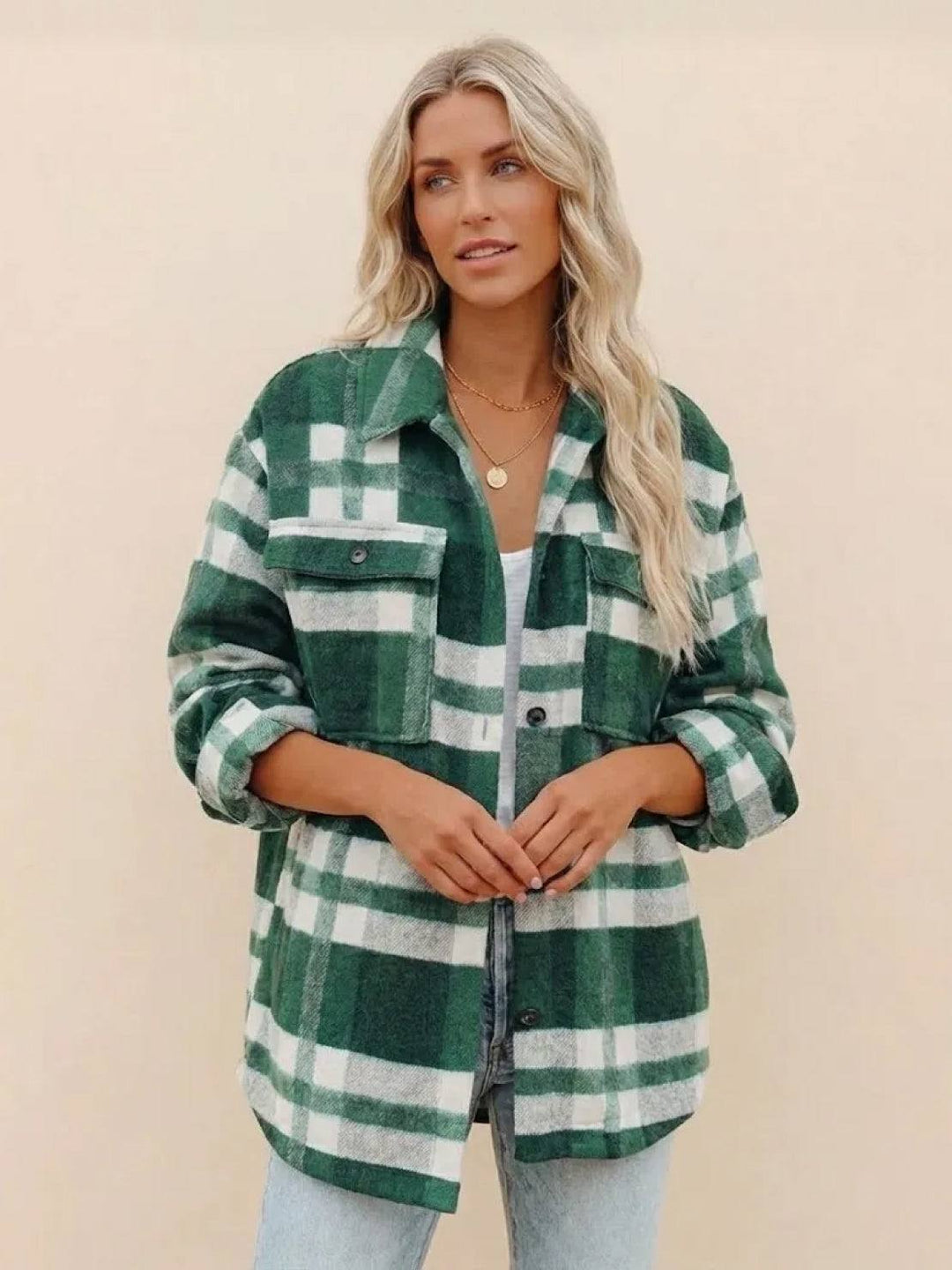 Comfy Flannel Classic Button-Down Shirt green image 1 