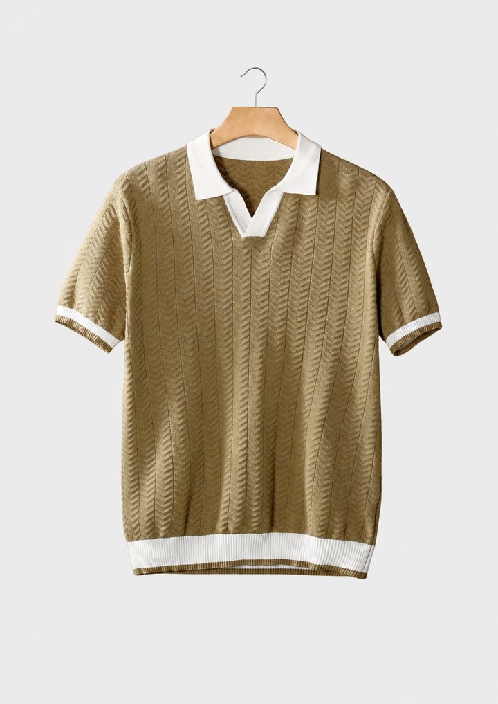 Contrast Textured Polo almond image 1 #color_almond