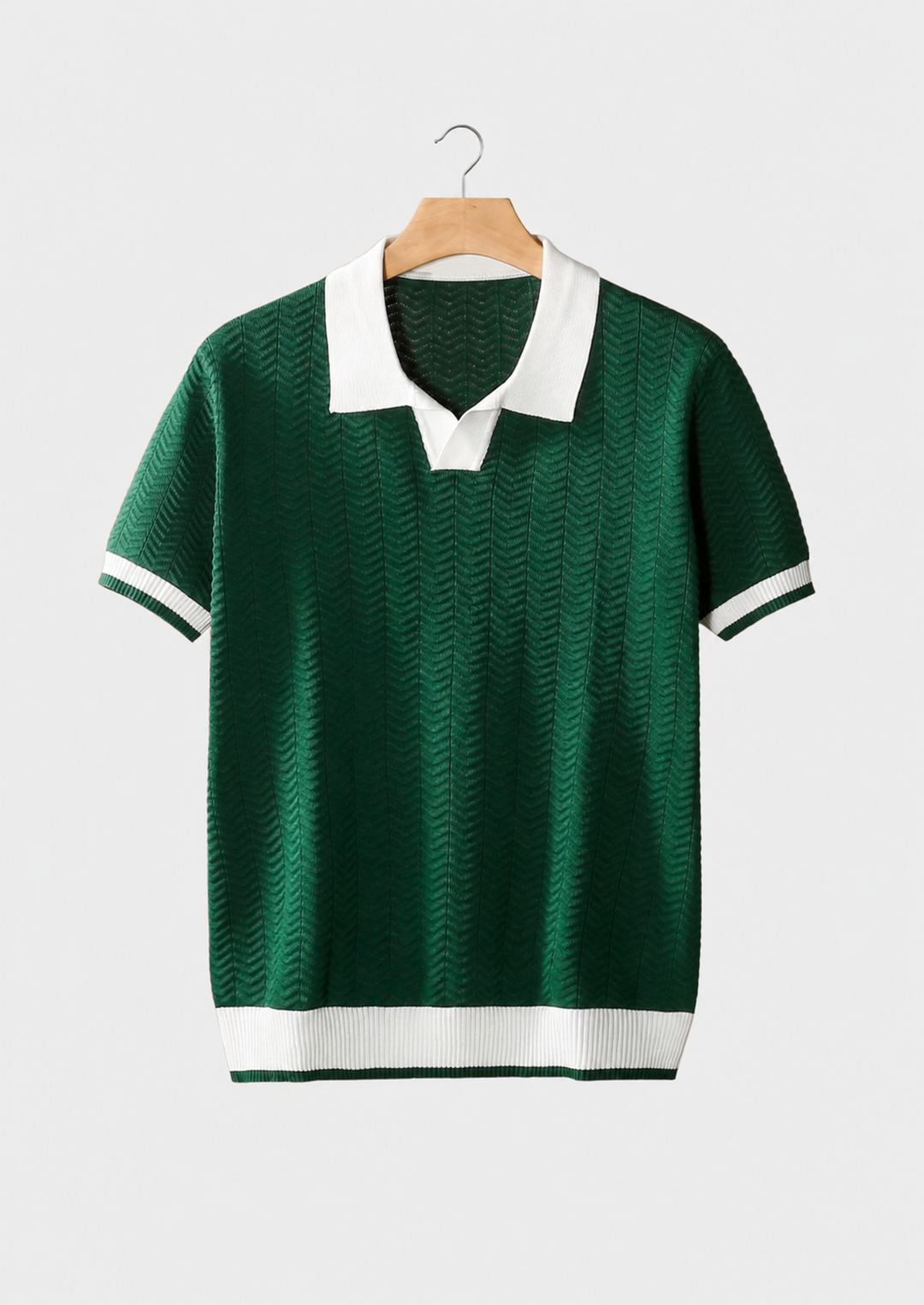 Contrast Textured Polo green image 1 #color_green