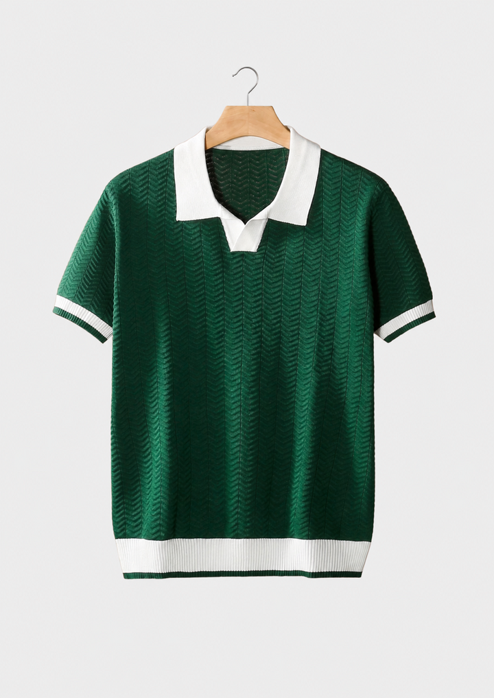 Contrast Textured Polo green image 1 #color_green