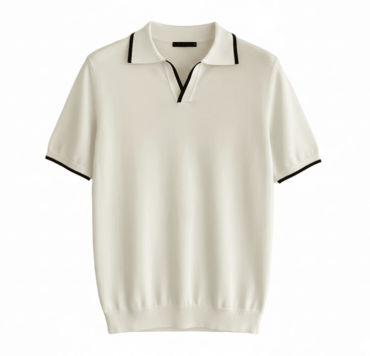 CONTRAST TIPPED COTTON V-NECK POLO