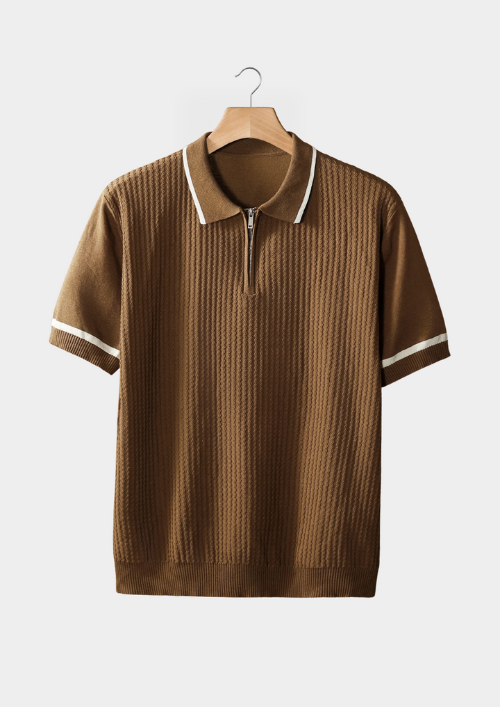 Contrast Trim Zipper Polo caramel image 1 #color_caramel