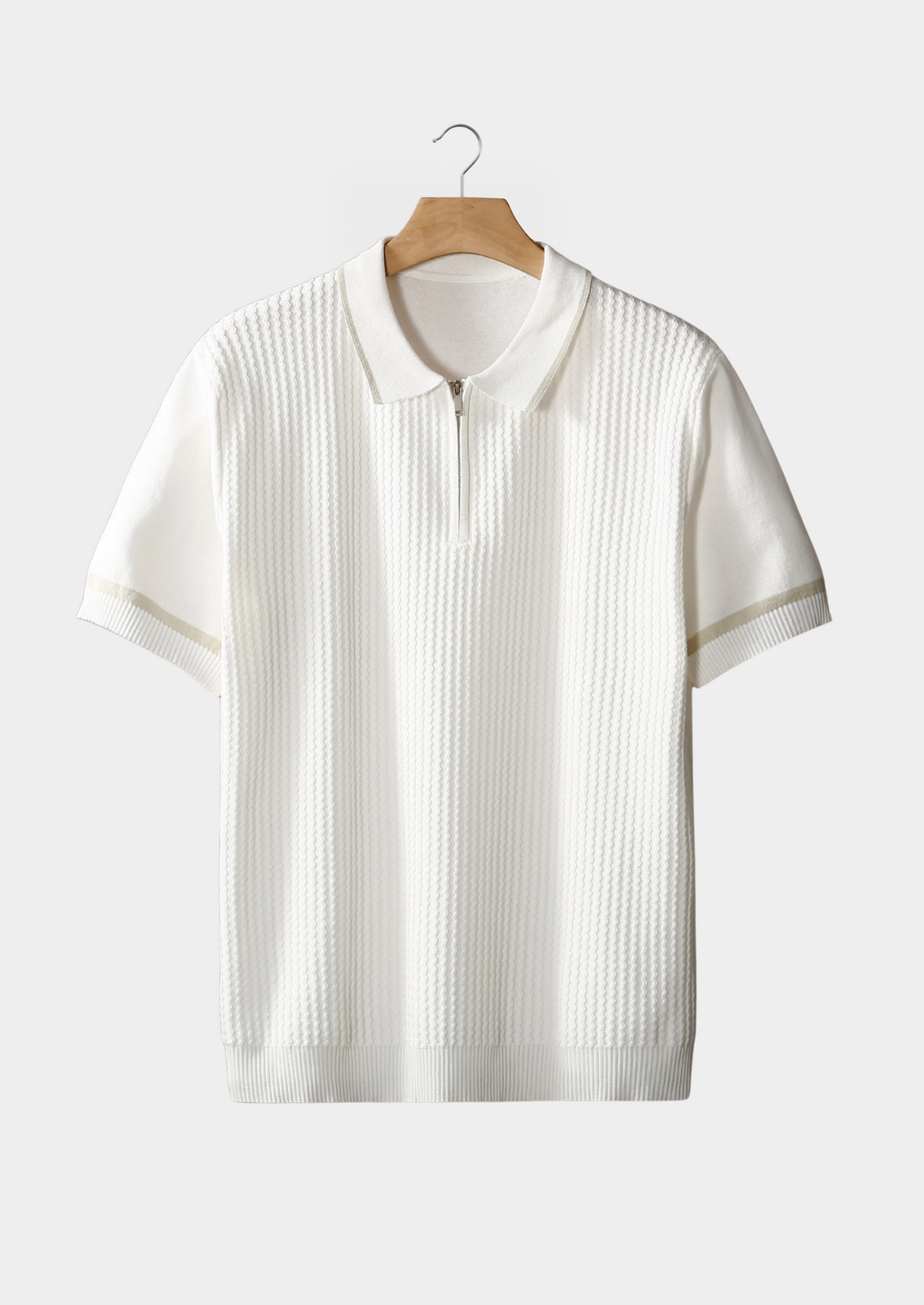 Contrast Trim Zipper Polo white image 1 #color_white