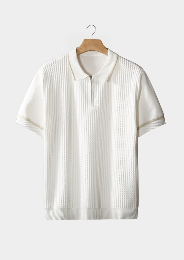 Contrast Trim Zipper Polo white image 1 #color_white