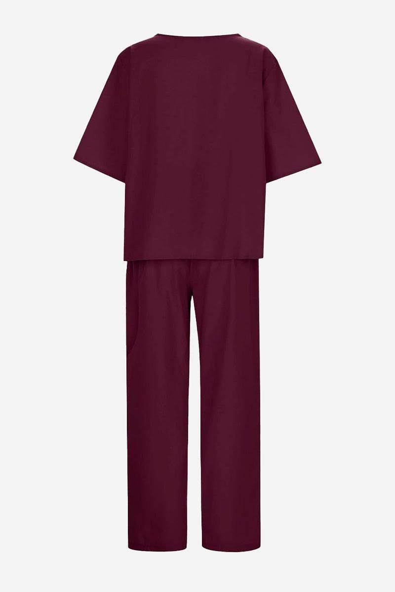 Cotton-Linen Blend Monochrome Two-Piece Set