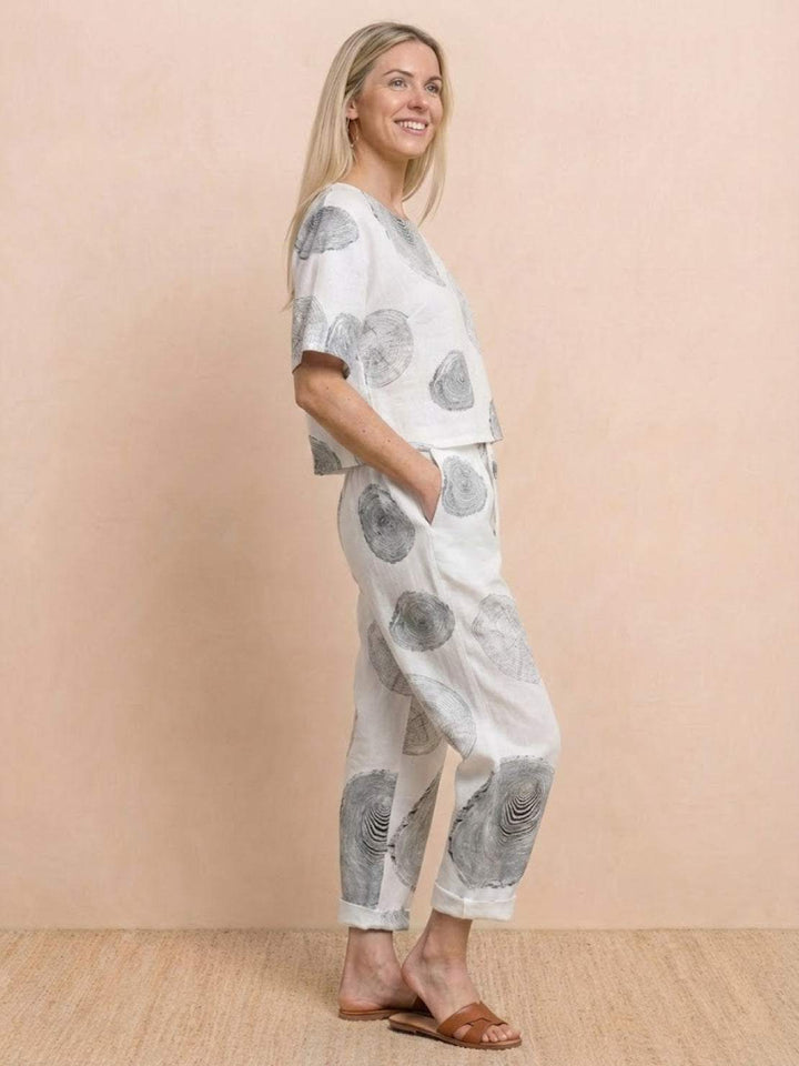Cotton-Linen Blend Monochrome Two-Piece Set