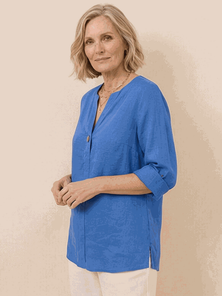 Pure Linen Age-Defying Button Detail Shirt royal blue image 2 