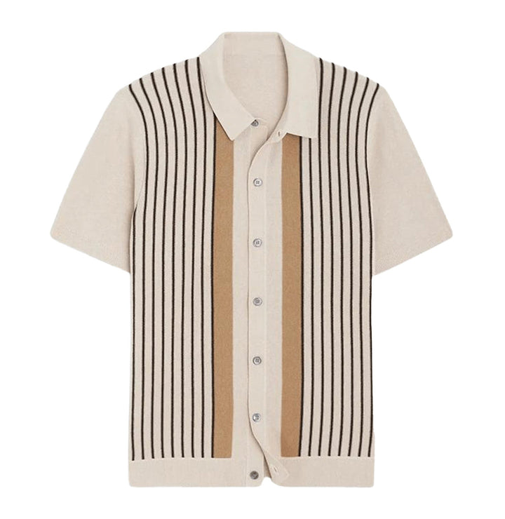 BUTTON-THROUGH KNIT POLO CARDIGAN