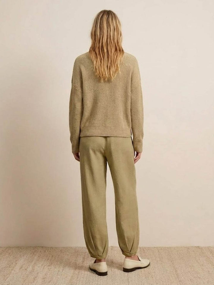 European Minimalism: Relaxed Sweater Top And Trouser Set brown image 2 